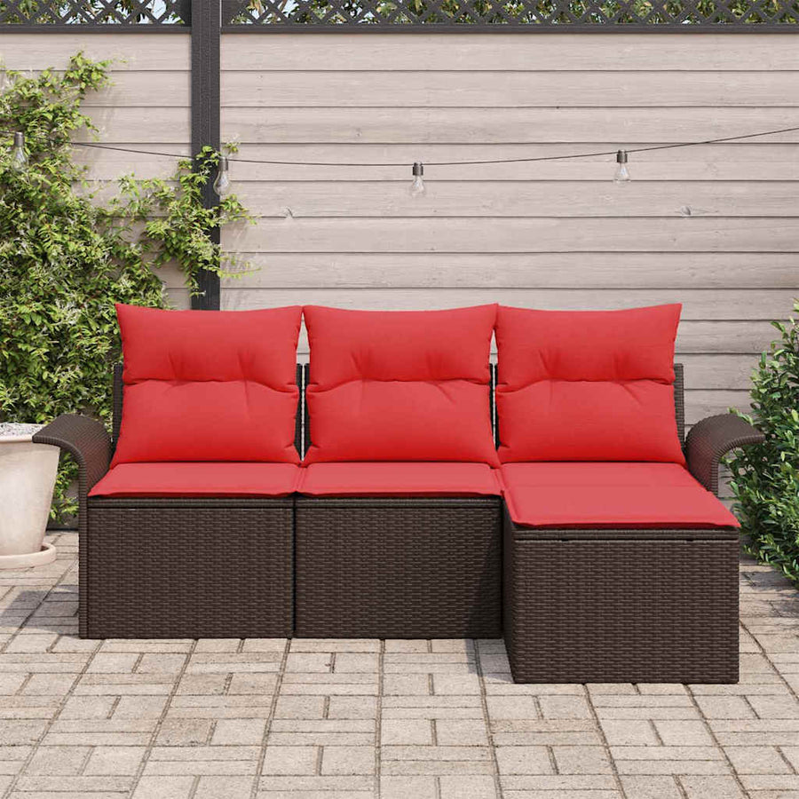 Tuin Sofa Set met kussen 4 pcs Bruin poly rattan