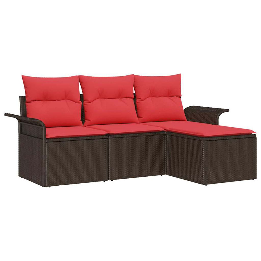 Tuin Sofa Set met kussen 4 pcs Bruin poly rattan