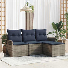 Tuin Sofa Set met kussen 4 pcs Grijs poly rattan