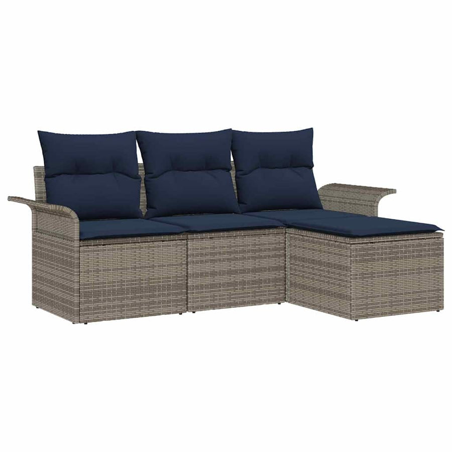 Tuin Sofa Set met kussen 4 pcs Grijs poly rattan