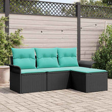 Tuin Sofa Set met kussen 4 pcs Zwart poly rattan