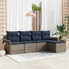 Garden Sofa Set with Cushions 5 pcs Grey poly rattan