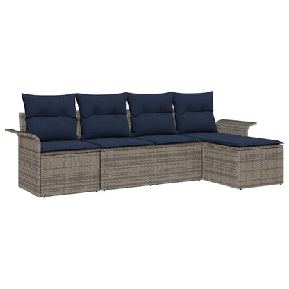 Tuin Sofa Set met kussen 5 pcs Grijs poly rattan