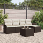Buitensofa poly rattan bruin modulair 5 persoons