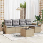Buitensofa poly rattan beige modulair 5 zitplaatsen