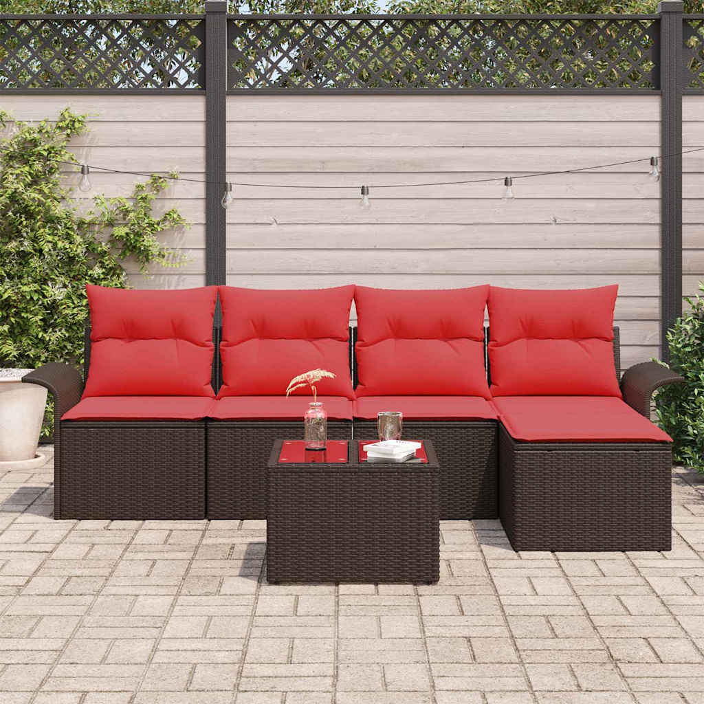 Tuin Sofa Set met kussen 6 pcs Bruin poly rattan