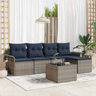 Garden Sofa Set with cushions 6 pcs Grey poly rattan