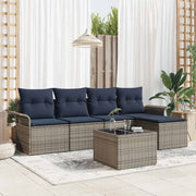 Tuinset poly rattan grijs 6-delig