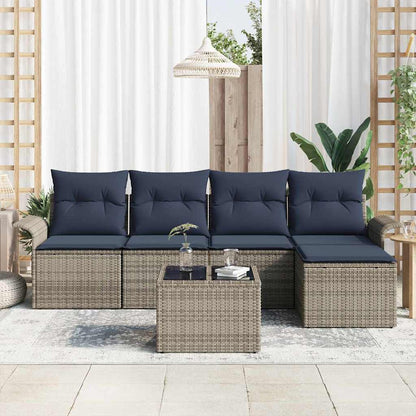 Tuin Sofa Set met kussen 6 pcs Grijs poly rattan