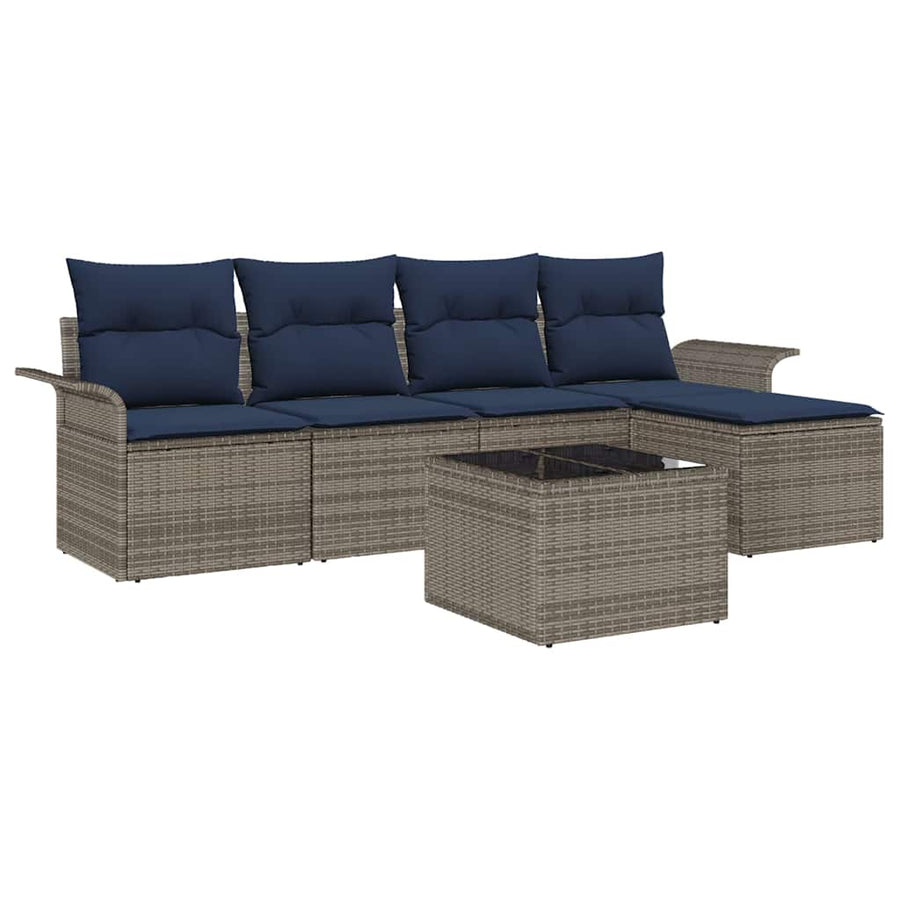 Tuin Sofa Set met kussen 6 pcs Grijs poly rattan