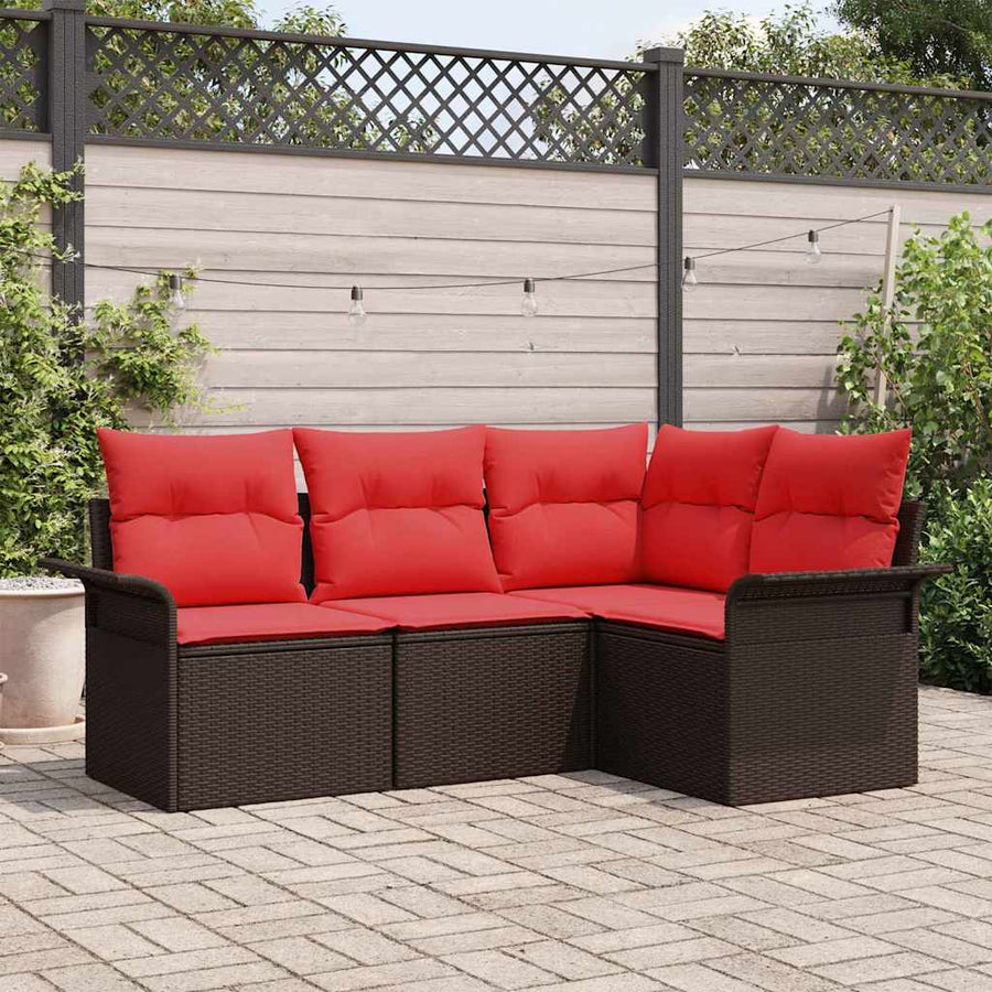 Tuin Sofa Set met kussen Bruin poly rattan
