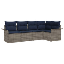 Tuin Sofa Set met kussen 5 pcs Grijs poly rattan