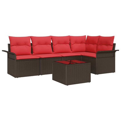 Tuin Sofa Set met kussen 6 pcs Bruin poly rattan