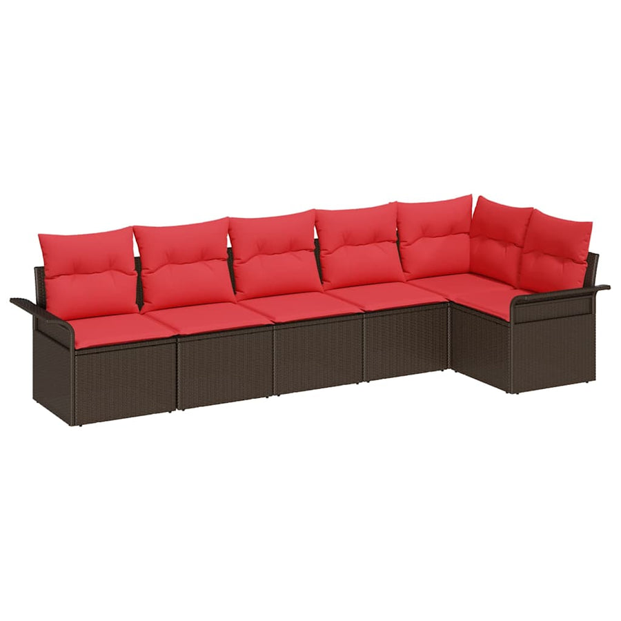 Tuin Sofa Set met kussen 6 pcs Bruin poly rattan