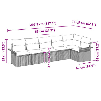 Tuin Sofa Set met kussen 6 pcs Zwart poly rattan