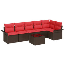 Tuin Sofa Set met kussen 7 pcs Bruin poly rattan