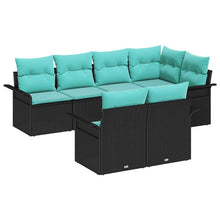 Tuin Sofa Set met kussen 7 pcs Zwart poly rattan