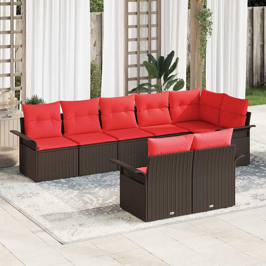 Tuin Sofa Set met kussen 8 pcs Bruin poly rattan