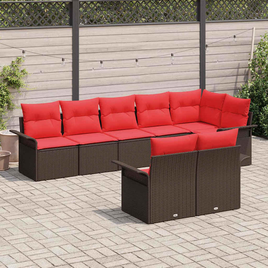 Tuin Sofa Set met kussen 8 pcs Bruin poly rattan