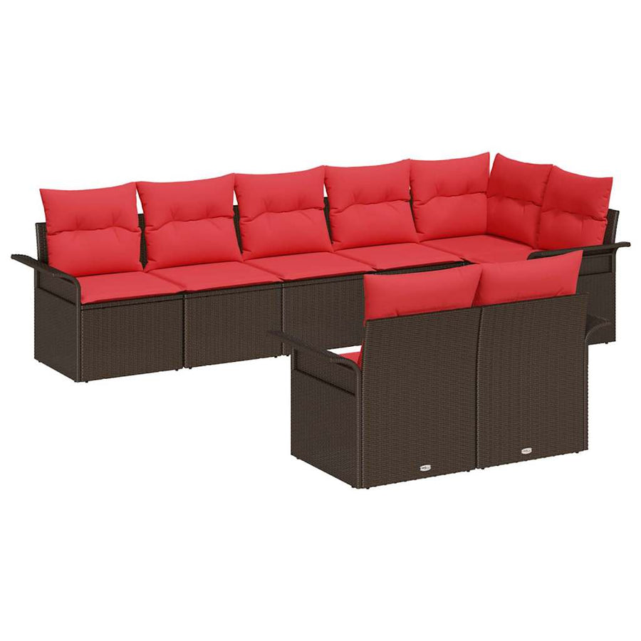 Tuin Sofa Set met kussen 8 pcs Bruin poly rattan