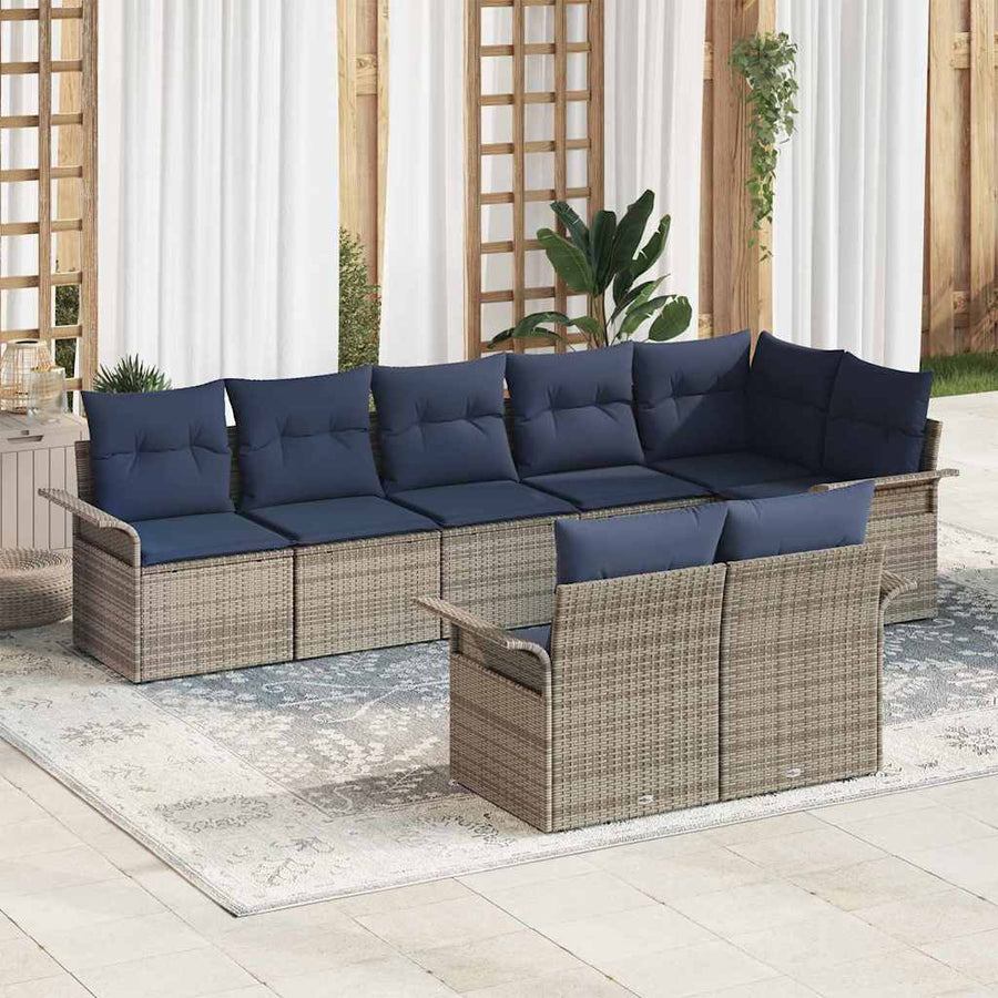 Tuin Sofa Set met kussen 8 pcs Grijs poly rattan