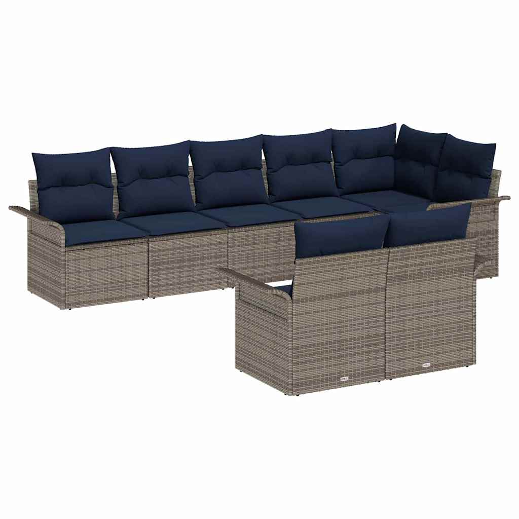 Tuin Sofa Set met kussen 8 pcs Grijs poly rattan