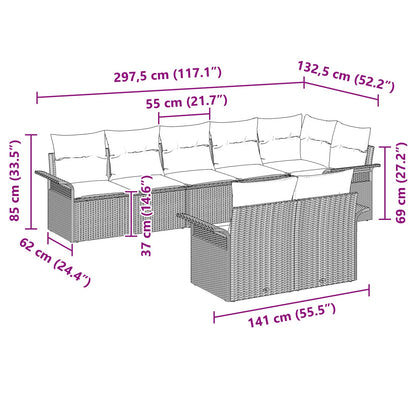 Tuin Sofa Set met kussen 8 pcs Grijs poly rattan