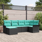 Garden Sofa Set with cushions 6 pcs Black poly rattan