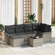 Tuinbank set 7-delig poly riet lichtgrijs