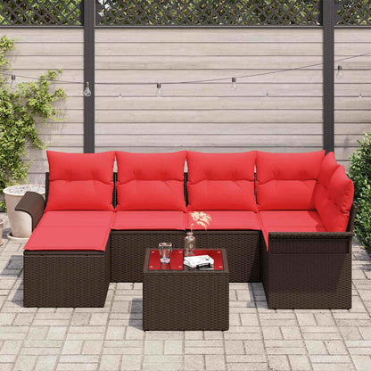 Tuin Sofa Set met kussen 7 pcs Bruin poly rattan