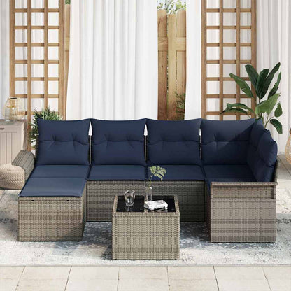 Tuin Sofa Set met kussen Grijs poly rattan