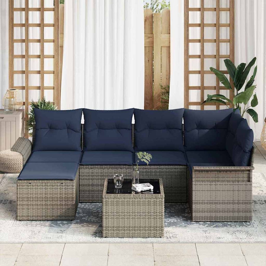 Tuin Sofa Set met kussen Grijs poly rattan