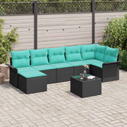 Tuinset poly riet 8-delig zwart