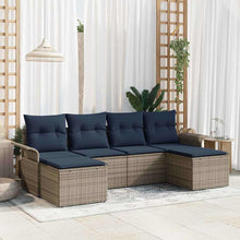 Tuin Sofa Set met kussen 6 pcs Grijs poly rattan