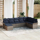 Garden Sofa Set with Cushions 8 pcs Grey Poly Rattan