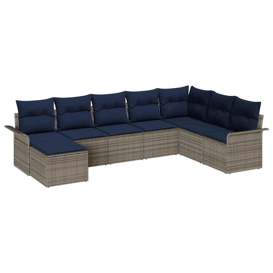 Tuin Sofa Set met kussen 8 pcs Grijs poly rattan