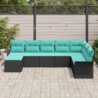 Tuin Sofa Set met kussen 8 pcs Zwart poly rattan