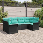 Garden Sofa Set with Cushions 6 pcs Black Poly Rattan