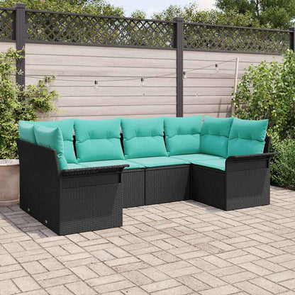 Tuin Sofa Set met kussen 6 pcs Zwart Poly riet
