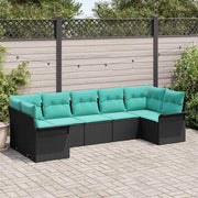 Tuinbankset 7-delig poly riet zwart