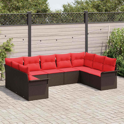 Tuin Sofa Set met kussen 9 pcs Bruin poly rattan