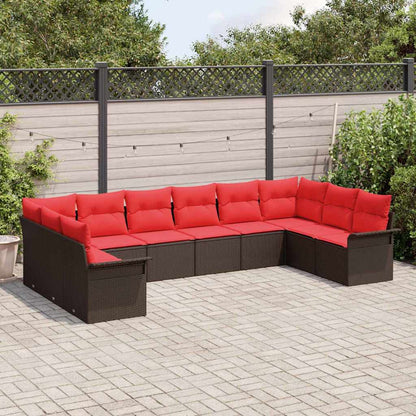 Tuin Sofa Set met kussen 10 pcs Bruin poly rattan