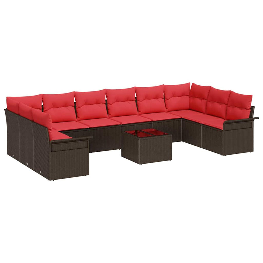 Tuin Sofa Set met kussen 11 pcs Bruin poly rattan