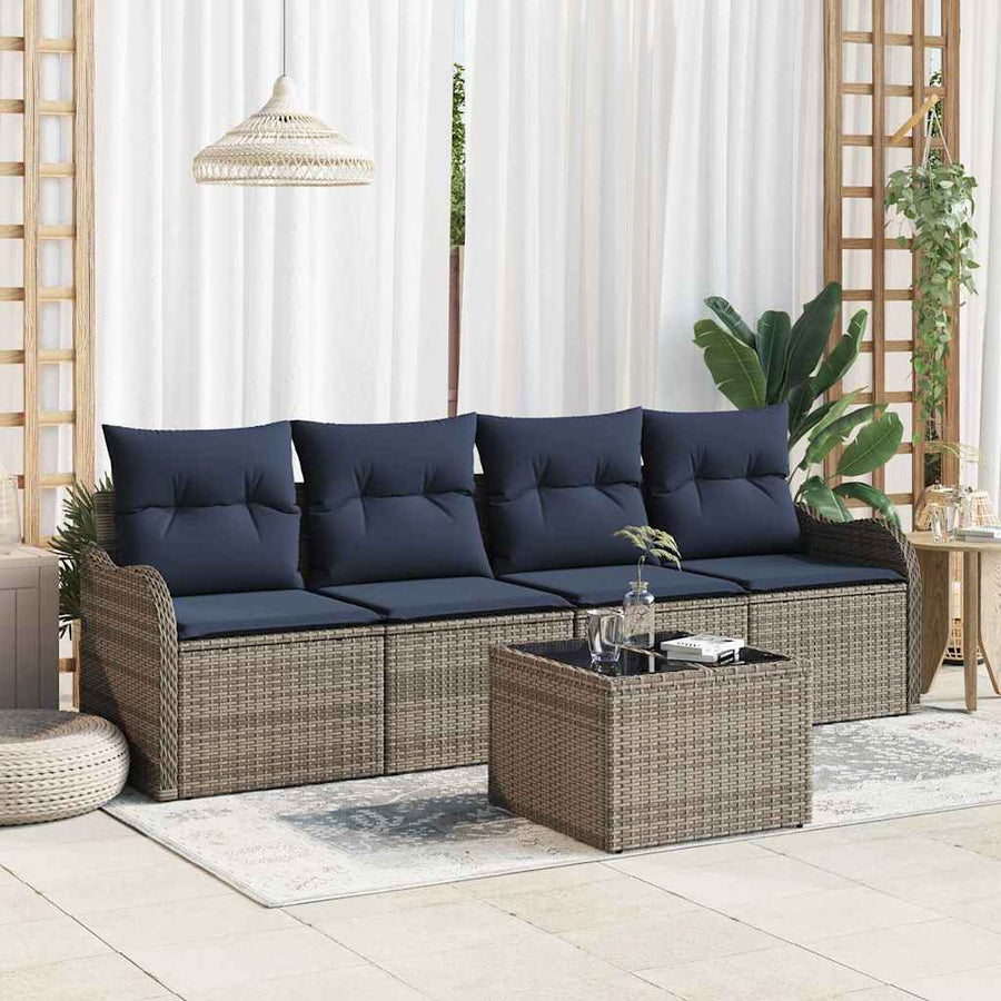 Tuin Sofa Set 5 st Grijs poly rattan