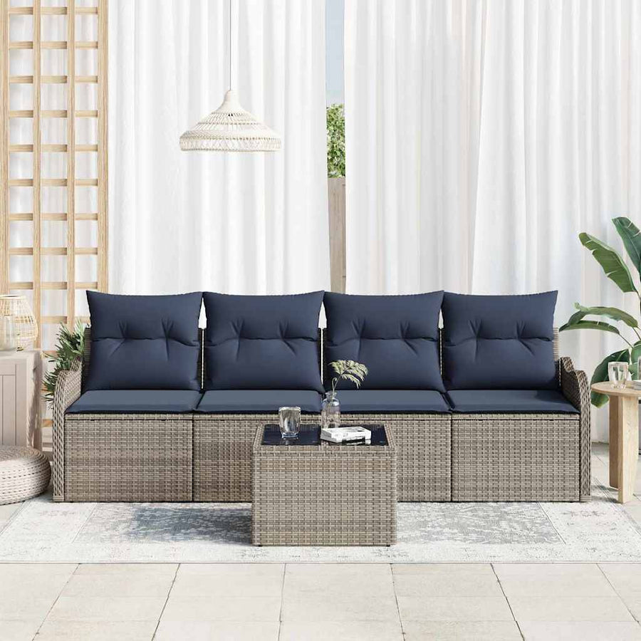 Tuin Sofa Set 5 st Grijs poly rattan