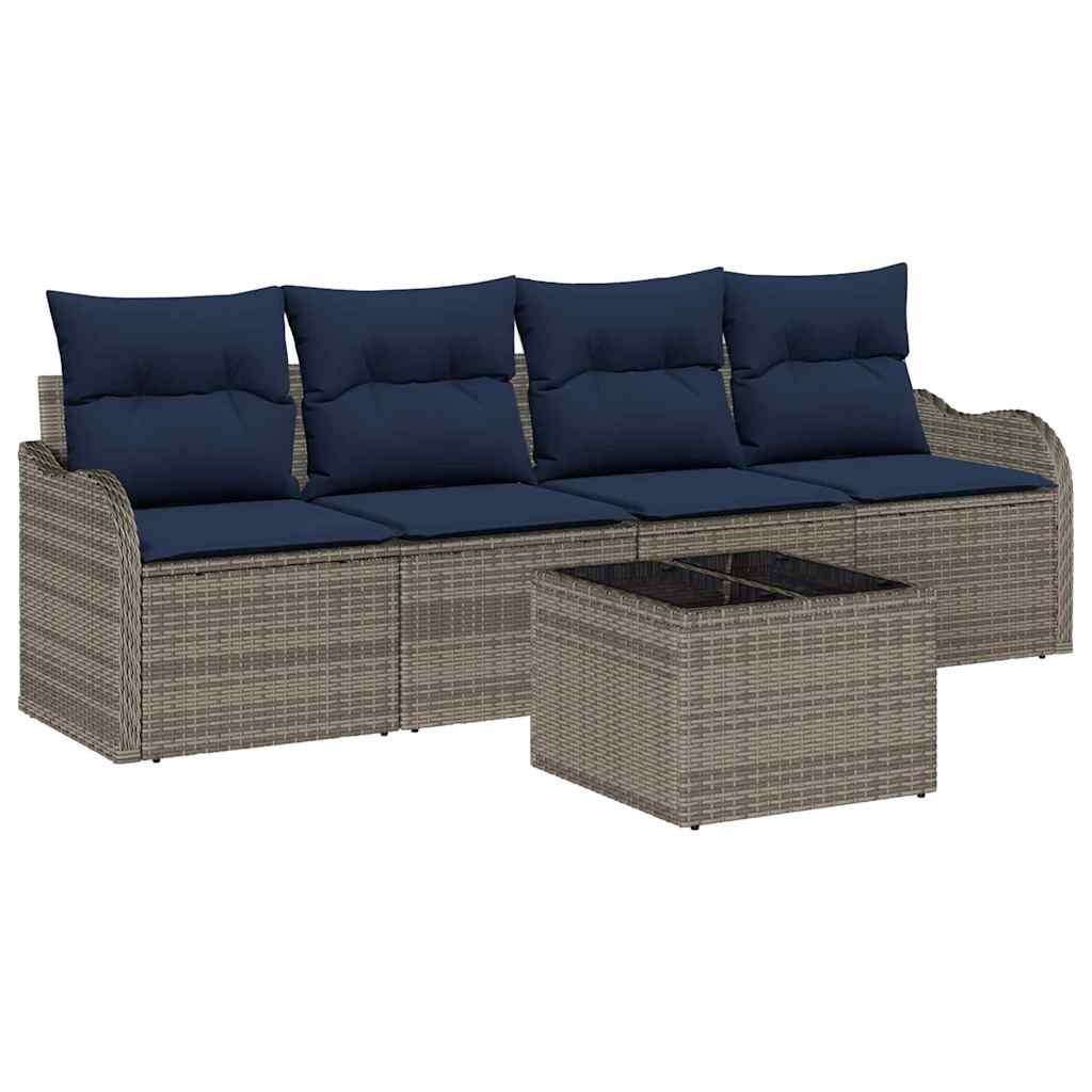 Tuin Sofa Set 5 st Grijs poly rattan