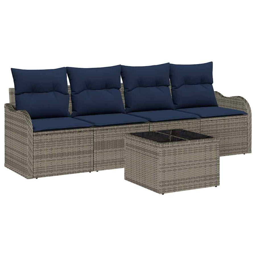 Tuin Sofa Set 5 st Grijs poly rattan