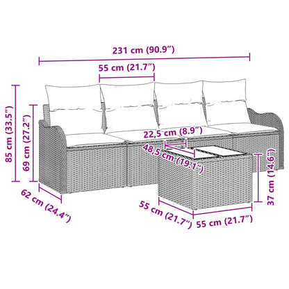 Tuin Sofa Set 5 st Grijs poly rattan