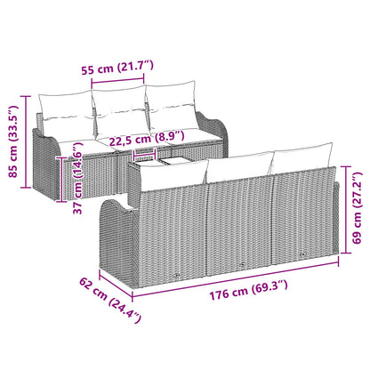 Tuin Sofa Set Grijs 55 x 55 x 37 cm poly rattan