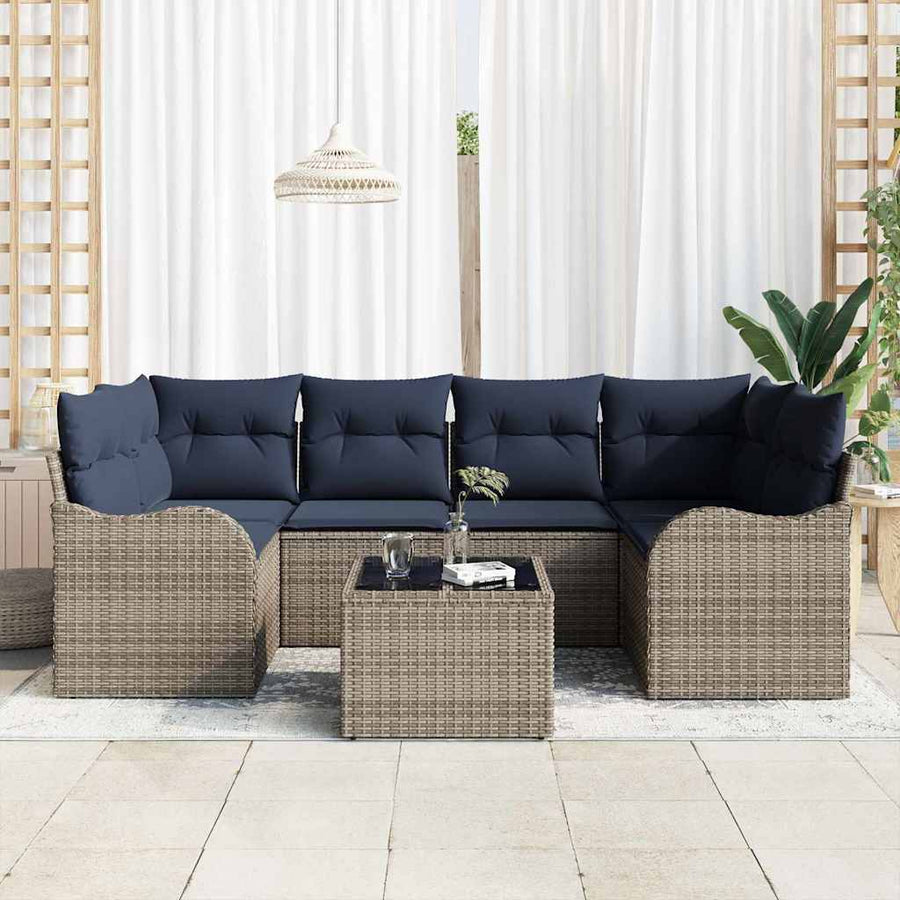 Tuin Sofa Set Grijs 55 x 55 x 37 cm poly rattan
